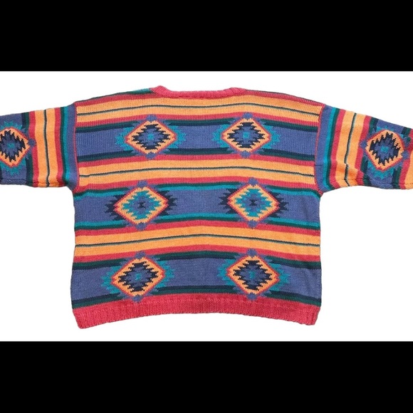 Vintage Nuovo Cardigan Sweater Knit Southwestern Aztec Desert Boho Tribal Wmns M - Picture 2 of 7